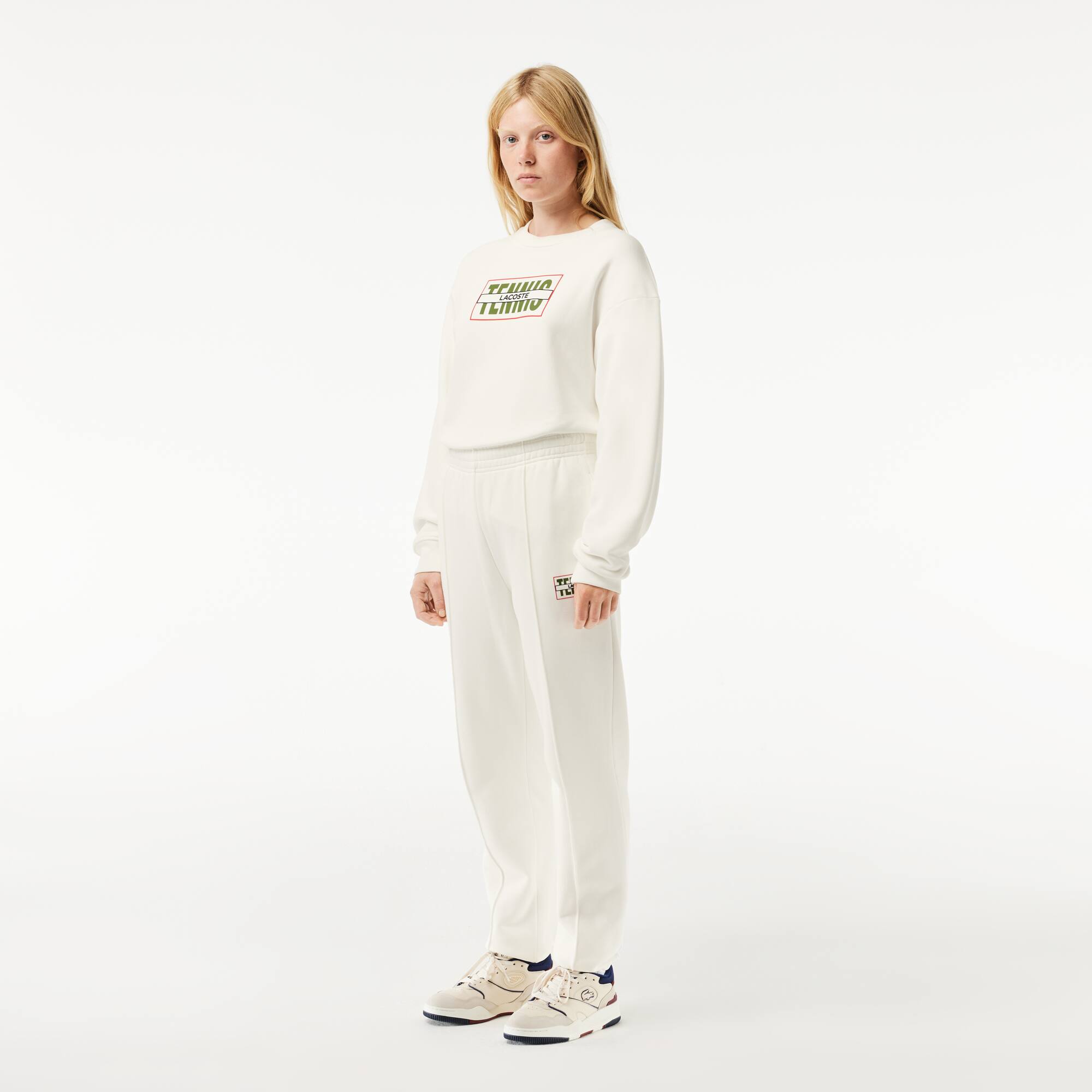 Pantalon de survêtement Jogger imprimé tennis en molleton Pantalons de survêtement - Blanc - Lacoste - Femme