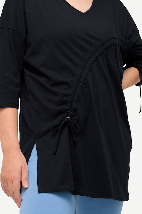 Shirt, Raffband, Rundhals, 3/4-Arm, Biobaumwolle