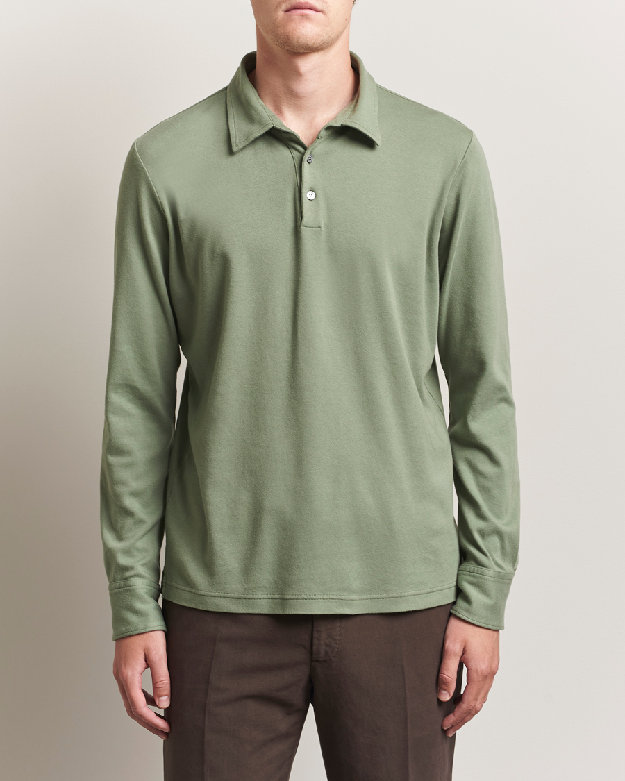Zanone Heavy Jersey Long Sleeve Polo Sage
