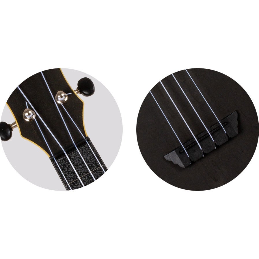 Flight Travel Series TUSL35 Black Concert Scale sopraan ukelele met gigbag