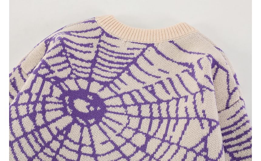 Sensarra - Koppel bijpassende spinnenweb jacquard oversized trui
