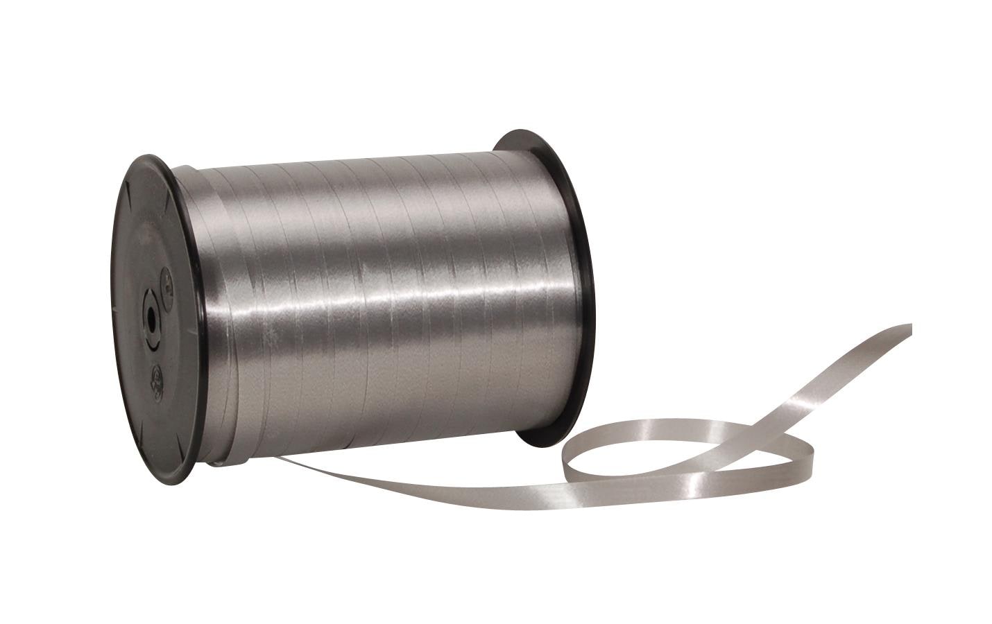 Geschenkband Poly Glatt 7 mm x 500 m, SilberKräuselband für Geschenke