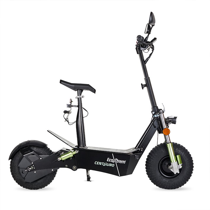 Patinete elétrico Centauro, uso legal, com assento e tela LCD verde tamanho XXL.