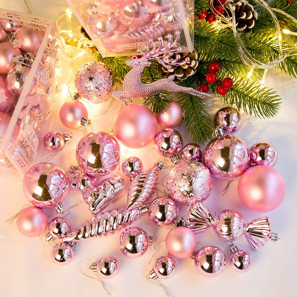 (30er Set) Christbaum Schmuck Weihnachtskugeln Deko Ornamente - Roségold