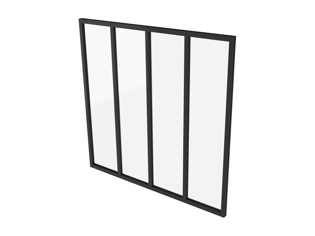 AICA Verrière Atelier en aluminium noir mat 123x108cm,Vitrage trempé 4mm,4 carreaux Verrière fixe,kit de verrière et vitrage