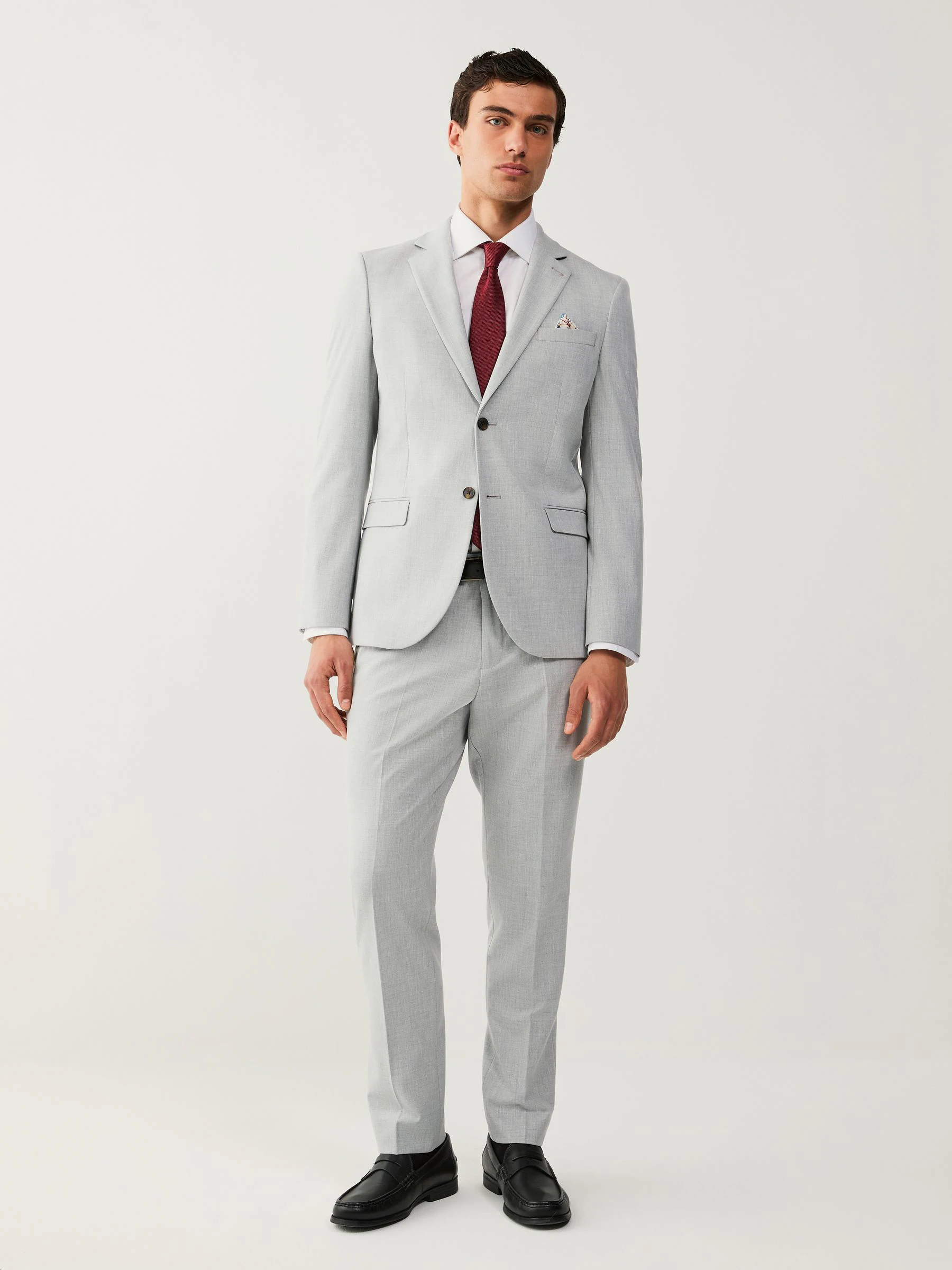 Lichtgrijs - Slim Fit - Meegevend stretchkostuumjasje