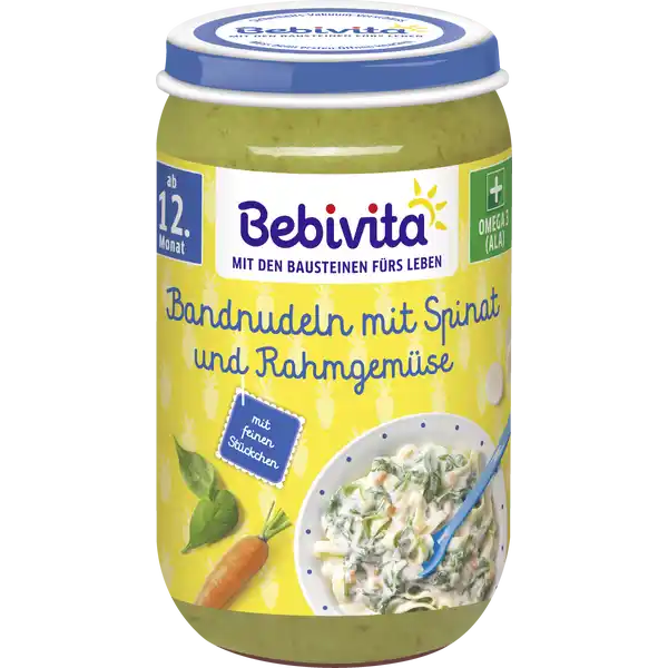 Bio Bandnudeln mit Spinat und Rahmgemüse