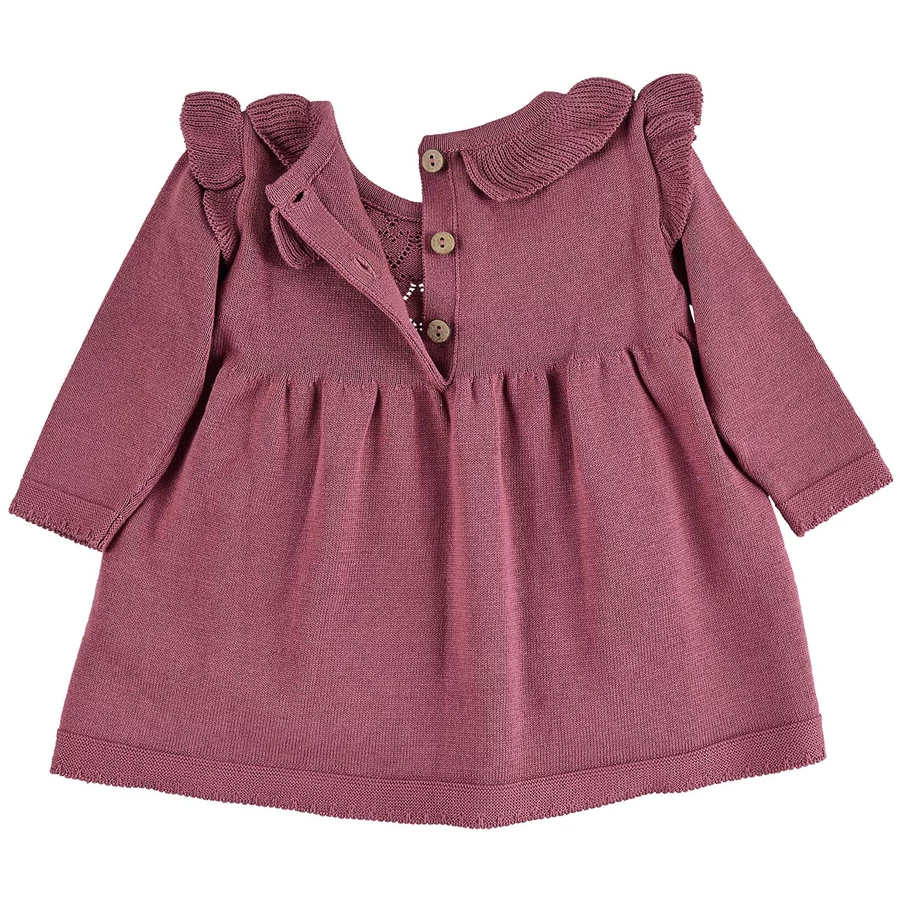 Sterntaler GOTS Strick-Kleid Lochmuster Herz rosa