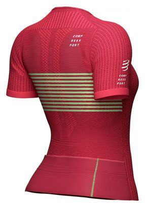 Maillot Manches Courtes Compressport Tri Postural Femme Rose/Vert