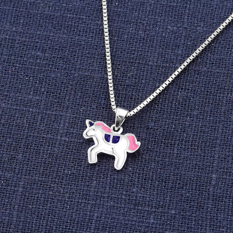 trendor Mädchen-Halskette Einhorn 925 Silber Collier silver