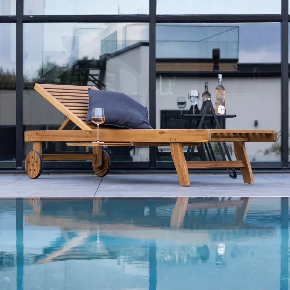 Ligstoel Naturel Hout - 200x63x35cm - Luzon