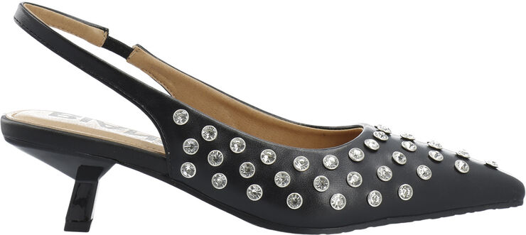 Bianco BIAKRISTIN Kitten Heel Slingback Rhinestone Faux Leather Black