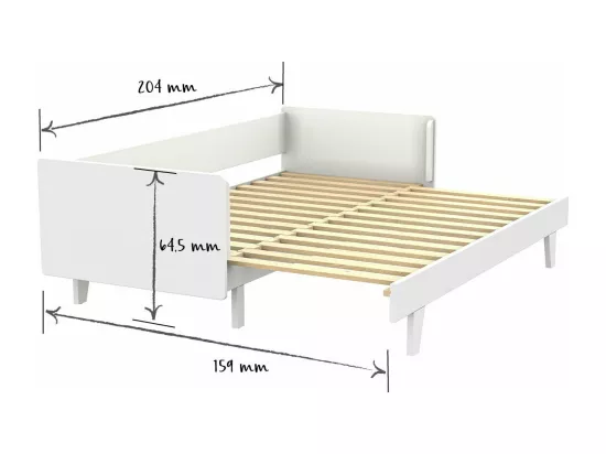 Lit gigogne 80x200 cm bois massif blanc CAPRI