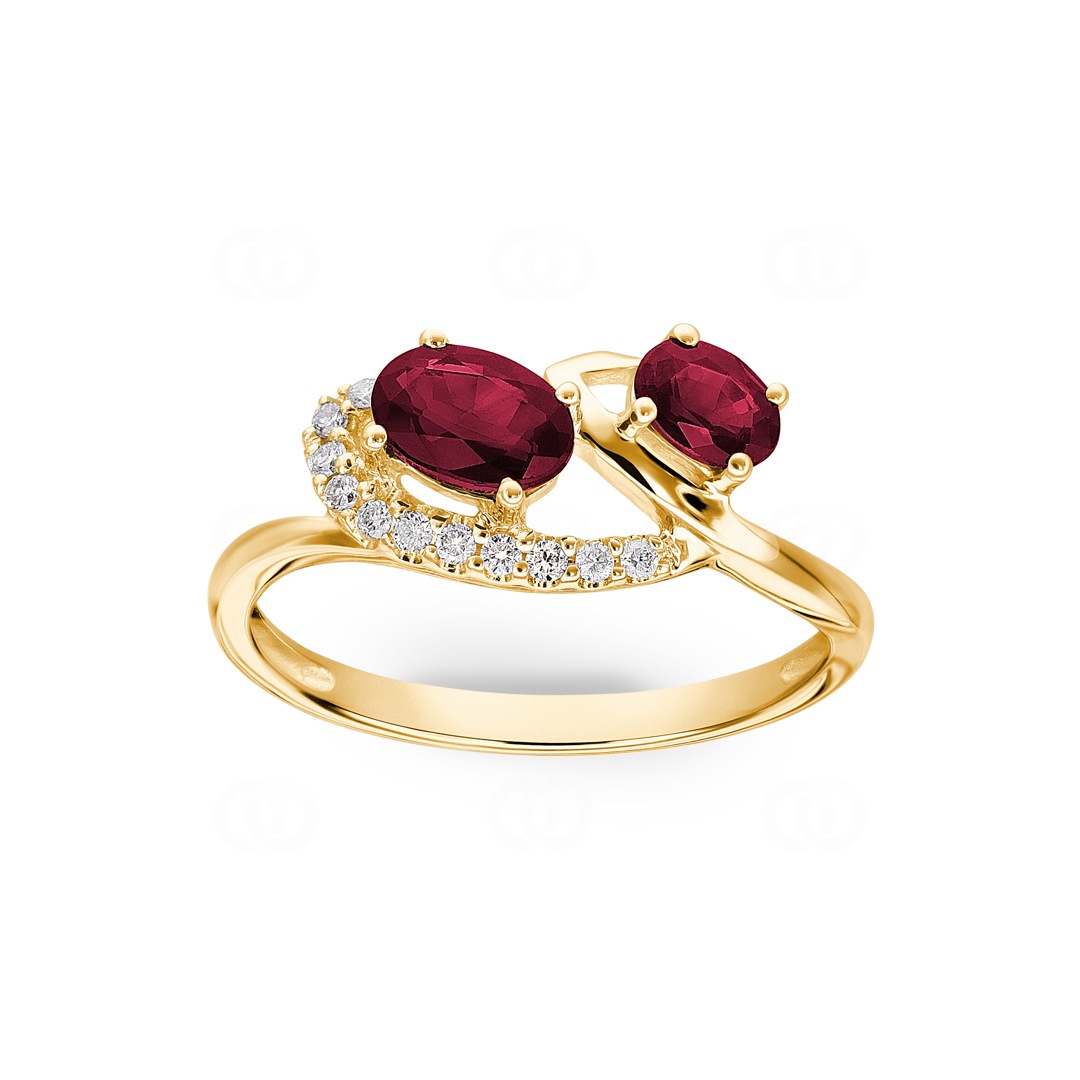 Rubinring 750/18 K Gelbgold mit Diamanten 0.08 ct H/si