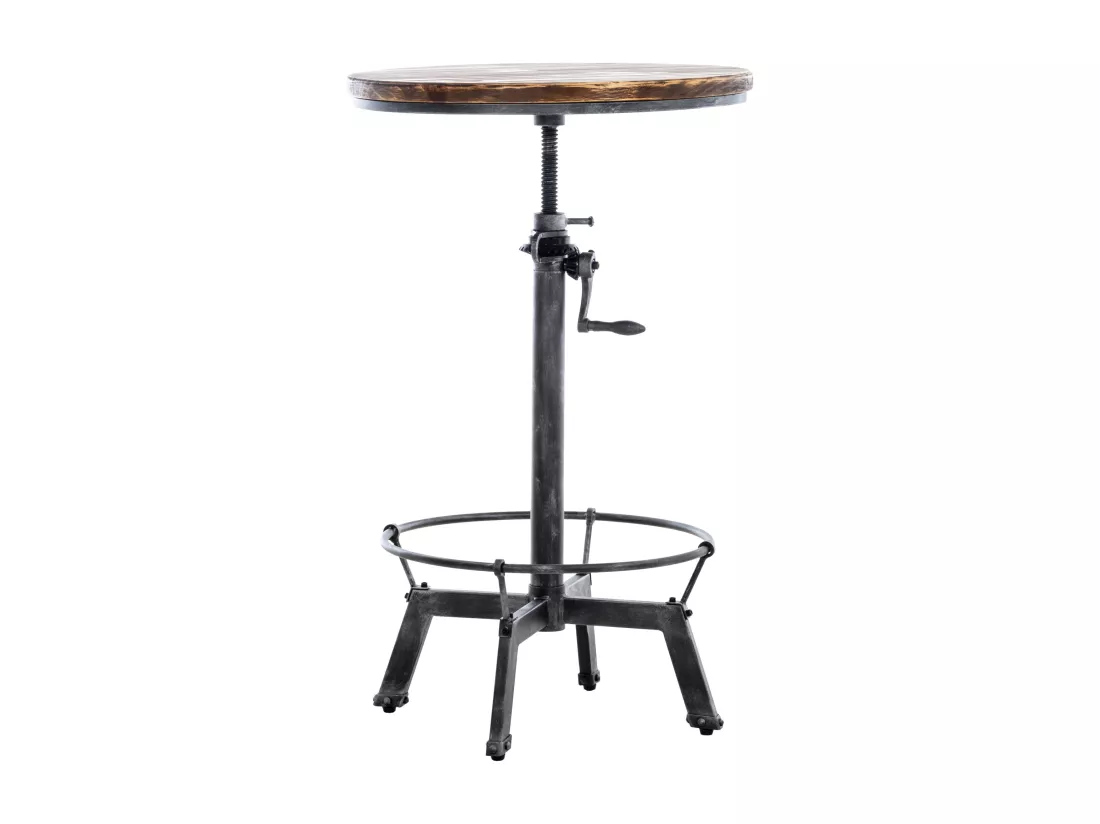 Table haute de bar - rond - Bois - Argent antique - Malita
