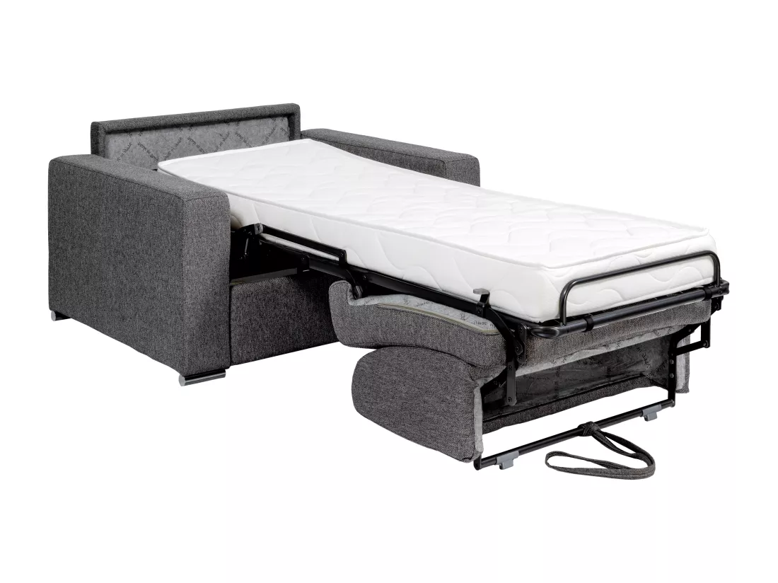 Fauteuil convertible express en tissu anthracite - Couchage 70 cm - Matelas 14 cm - CALITO