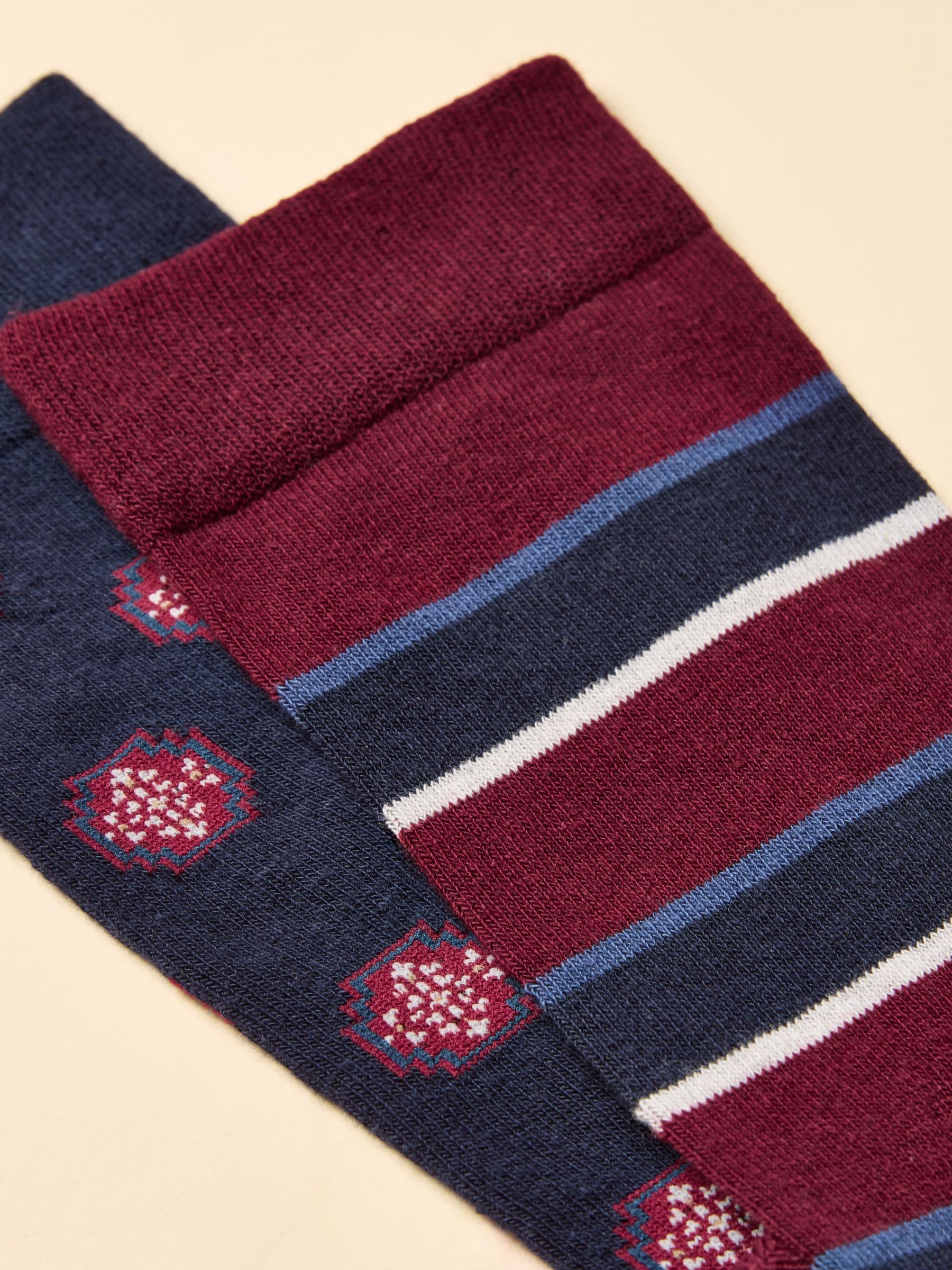 Red & Navy Stripe - Joules Kingsbury herensokken 2 pack (maat 7-12)