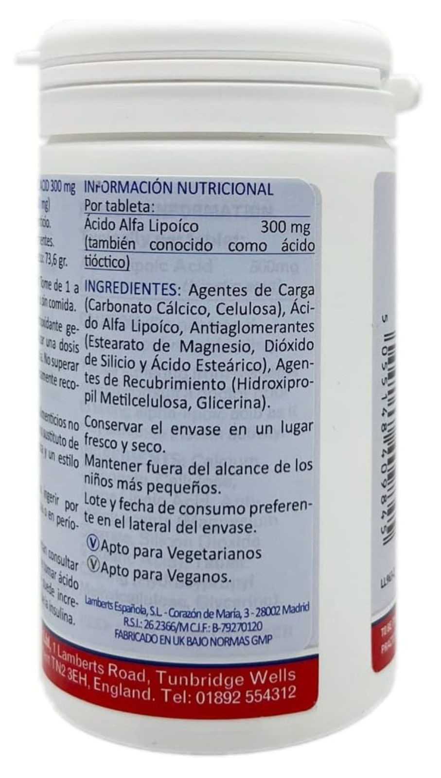 Lamberts Ácido Alfa Lipoico 300 mg 90 tabletas