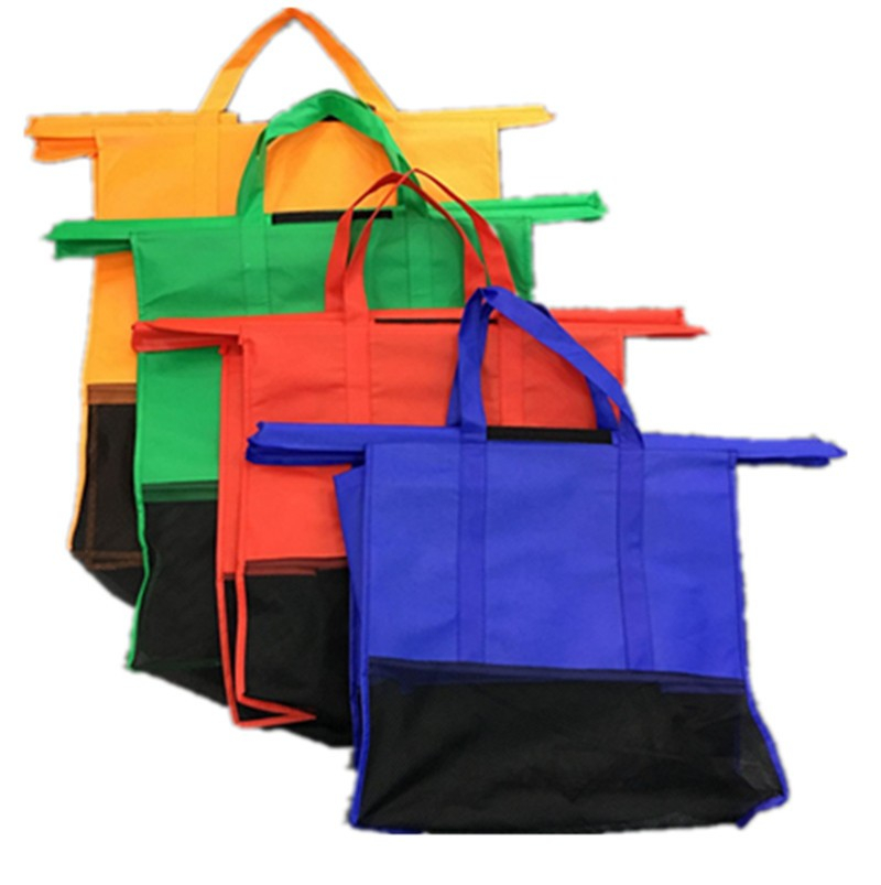 (4er Set) Einkaufswagen Tasche Faltbare Shopping Bag Trolley Aufbewahrungs Beutel - Bunt