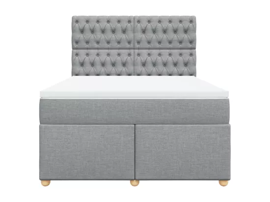 Sommier à lattes de lit avec matelas Gris clair 160x200cm Tissu