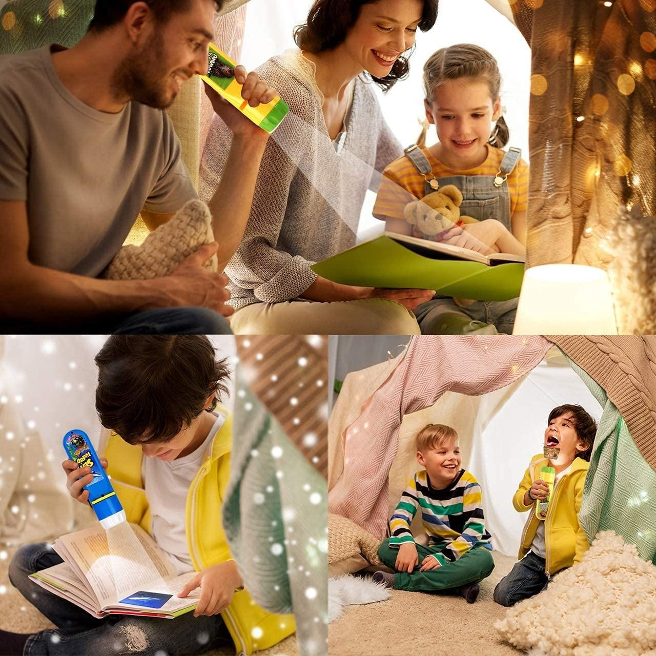 (2er Set) Kinder Taschenlampe Beamer Projektor Spielzeug Diashow mit Wildtieren   Unterwasserwelt (Batteriebetrieben) - Blau / Gelb