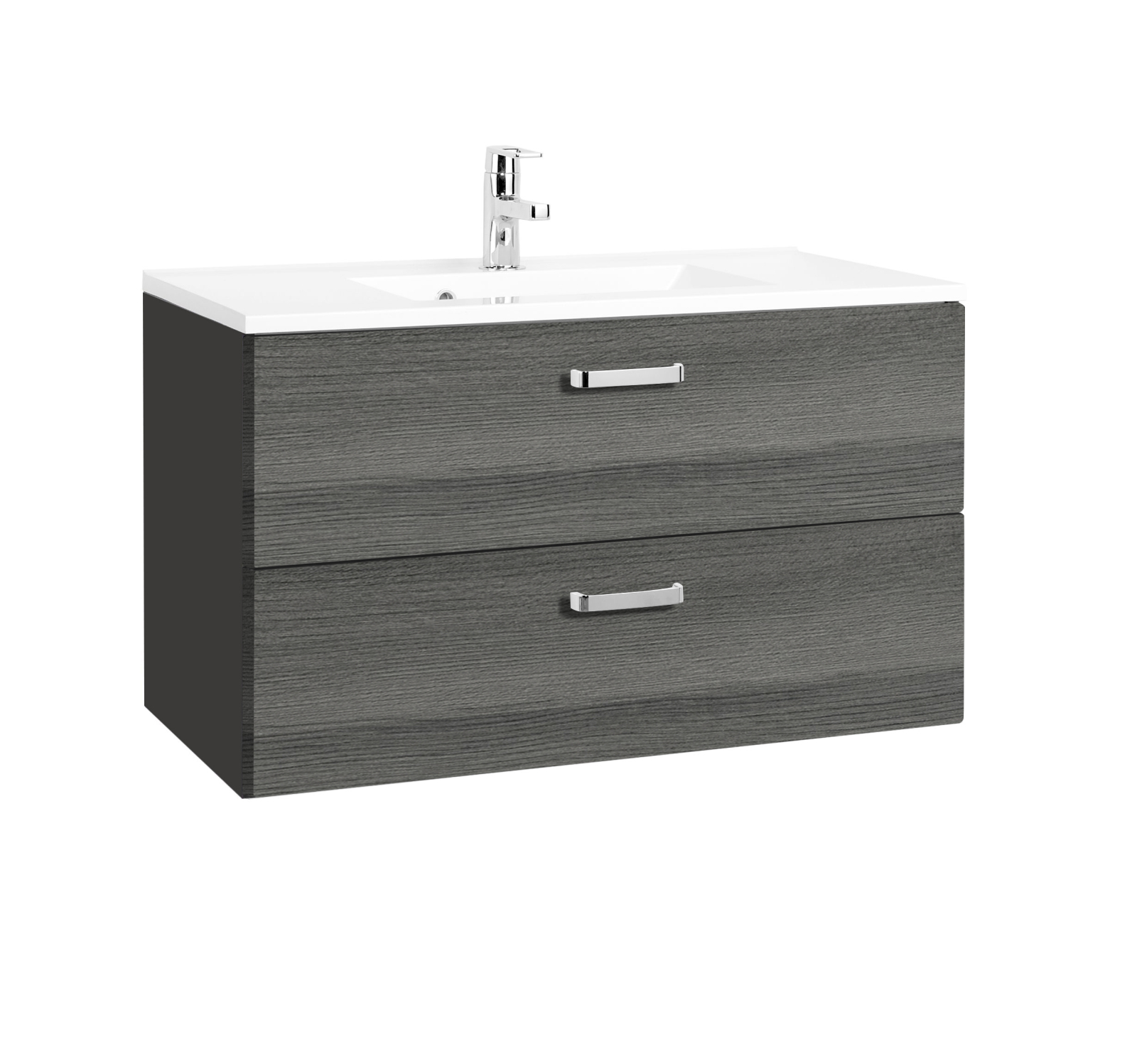 Waschtisch BOLOGNA - grafitgrau-Eiche rauchsilber - 90 cm