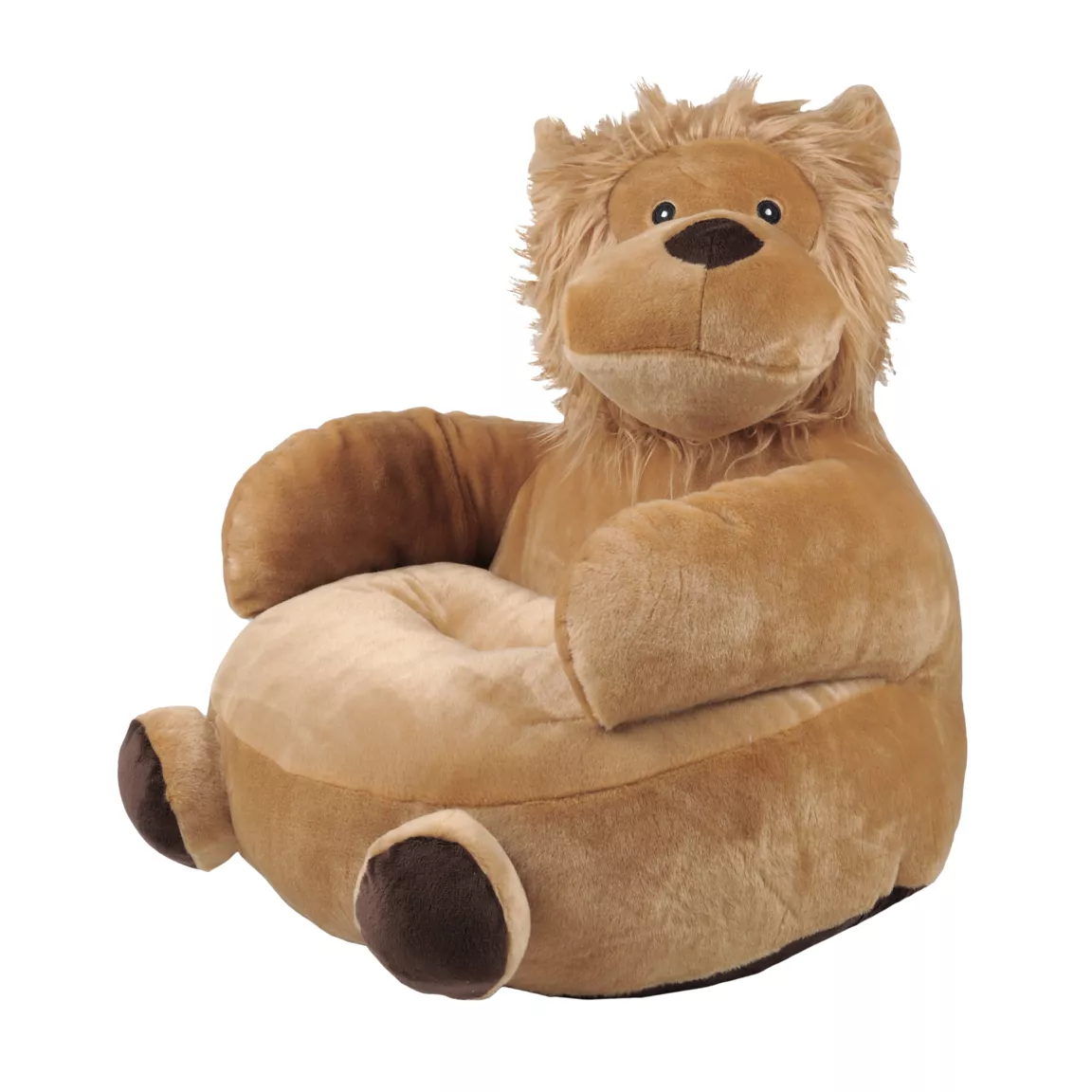 Pouf peluche lion enfant (45 cm) Zimba Marron camel