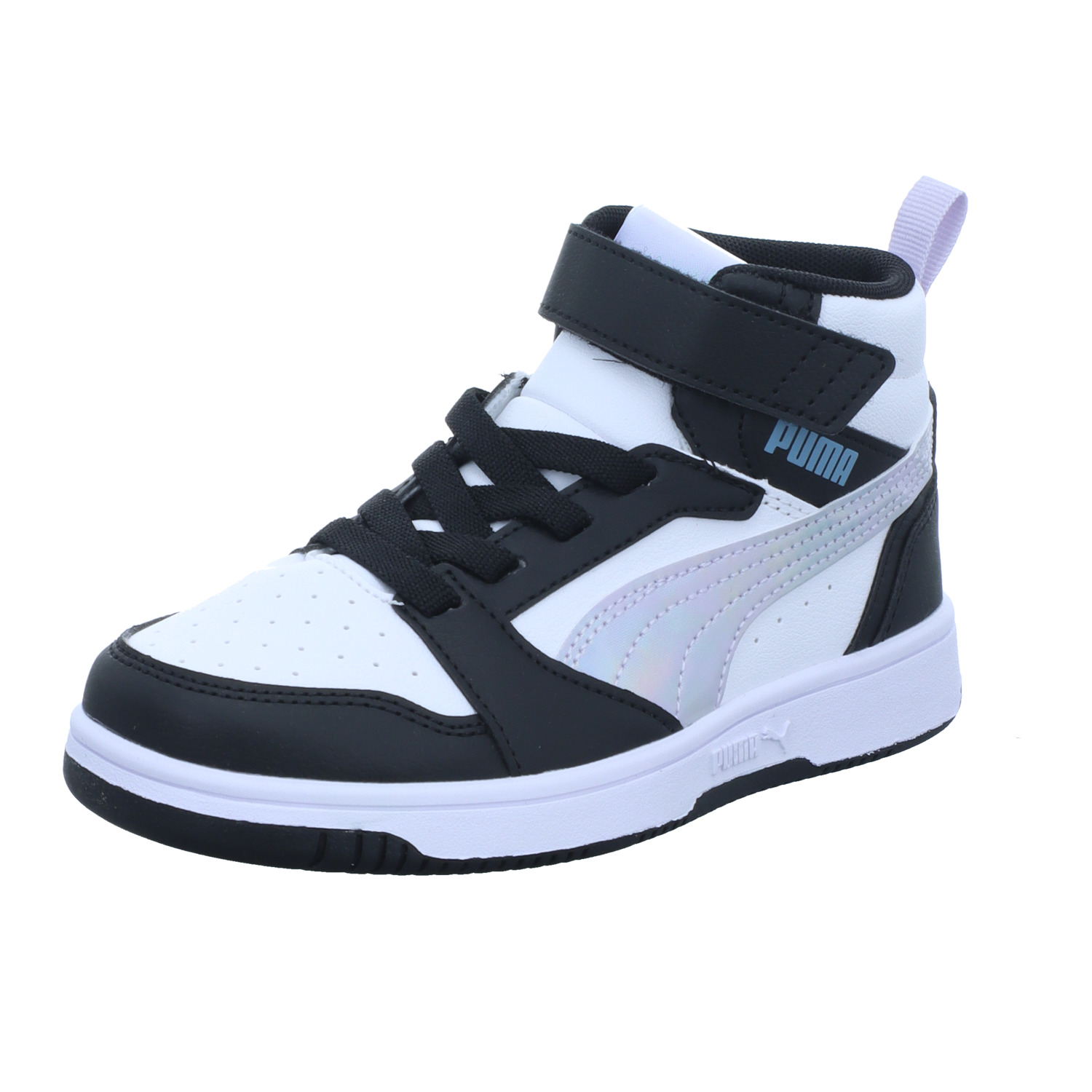 Puma Kinder-Mädchen-Sneaker Puma Rebound V6 Mid SpaceBelle Schwarz-Weiß-Grau