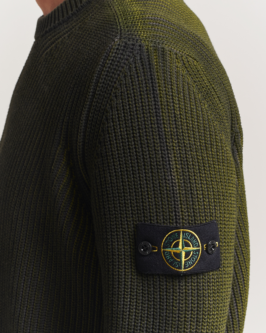 Stone Island Popcorn Stitch Spray Coloured Cotton Crewneck Green