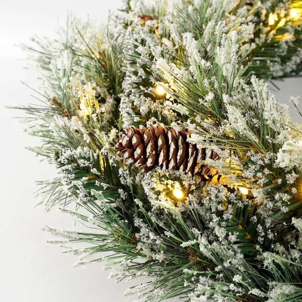 Black Box Trees Vandans Kerstkrans met LED - Ø60 cm - Groen Frosted
