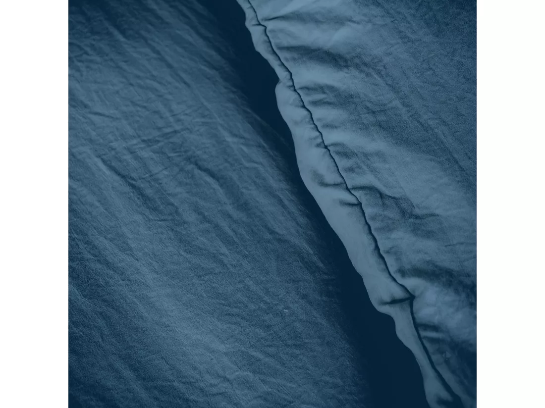 Parure 240x220 cm MILA polyester micro lavée bleu nuit 3 pièces