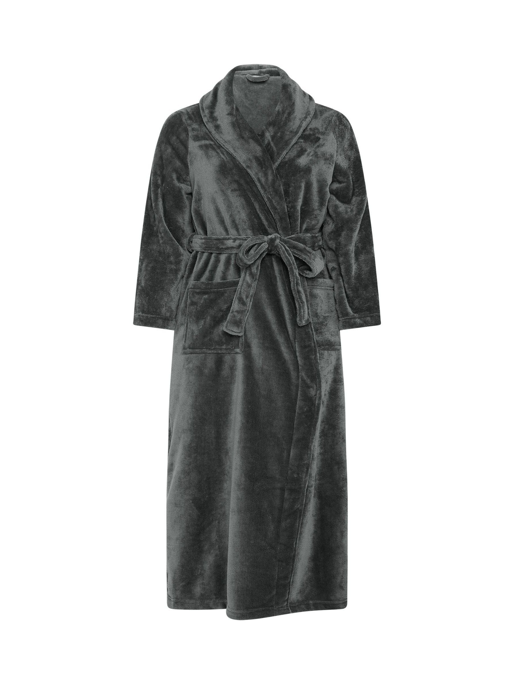 Grijs - Yours Curve Super Luxe Maxi-badjas met sjaalkraag