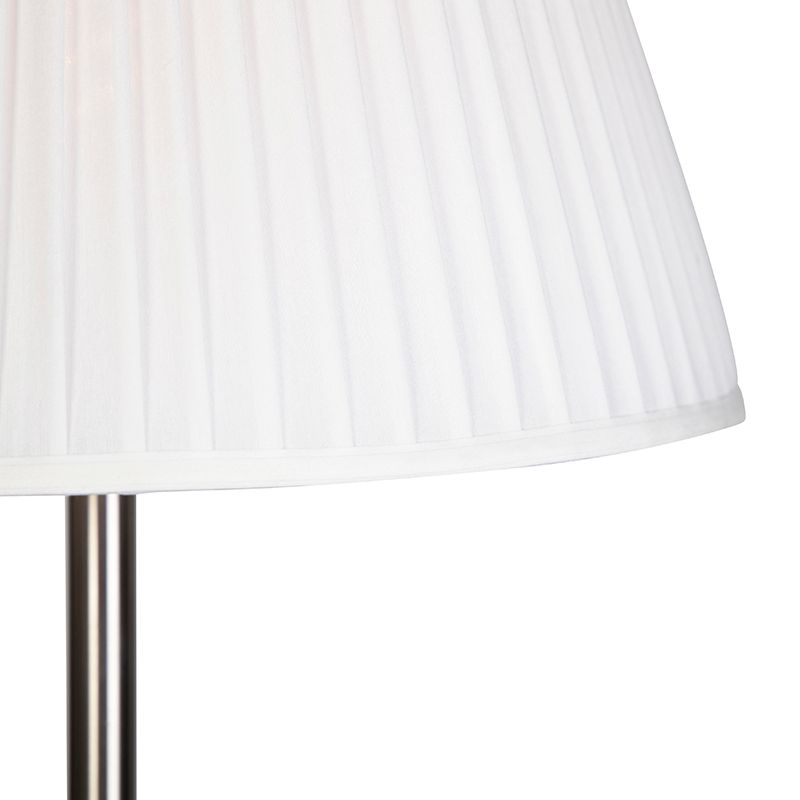 Moderne vloerlamp staal met witte plisse kap 45 cm - Simplo