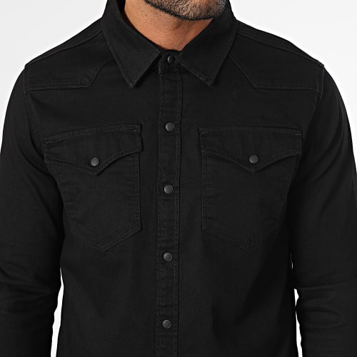 Chemise Jean Manches Longues Noir