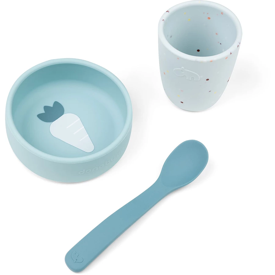 Done by Deer™ Silikon Geschirr-Set First meal blau