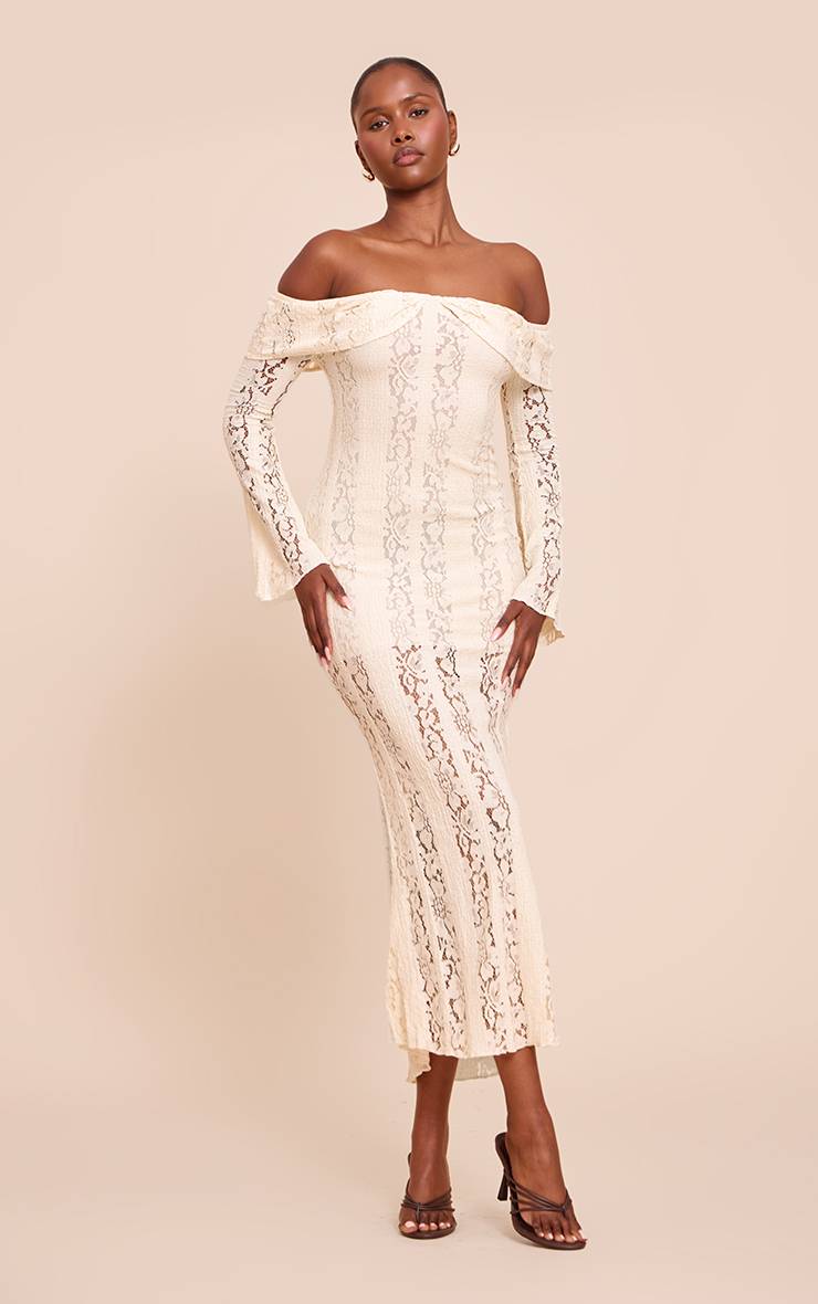 Citron Robe Longue Bandeau À Rabat En Dentelle