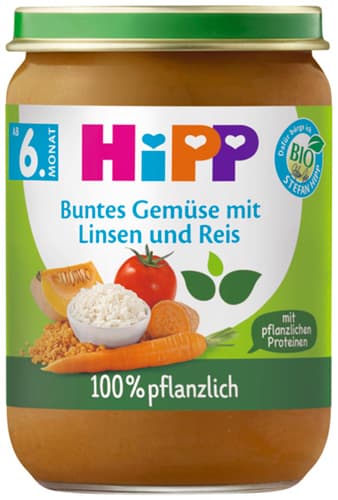 HiPP Bio Menüs ab 6. Monat Buntes Gemüse mit Linsen und Reis