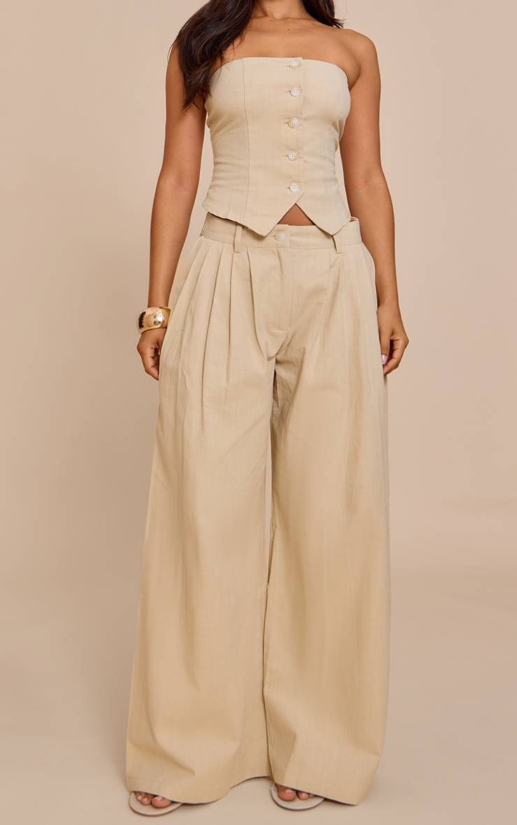 Natural Stone Pantalon Large Effet Lin Petite Taille Avec Ensemble Coordonné