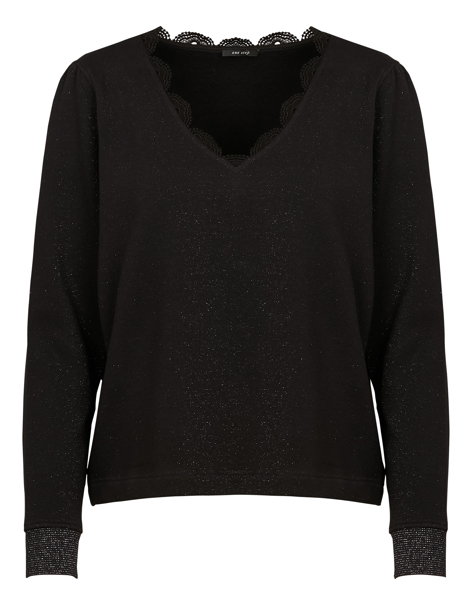 MANTE - Pull col V droit en coton mélangé | Noir