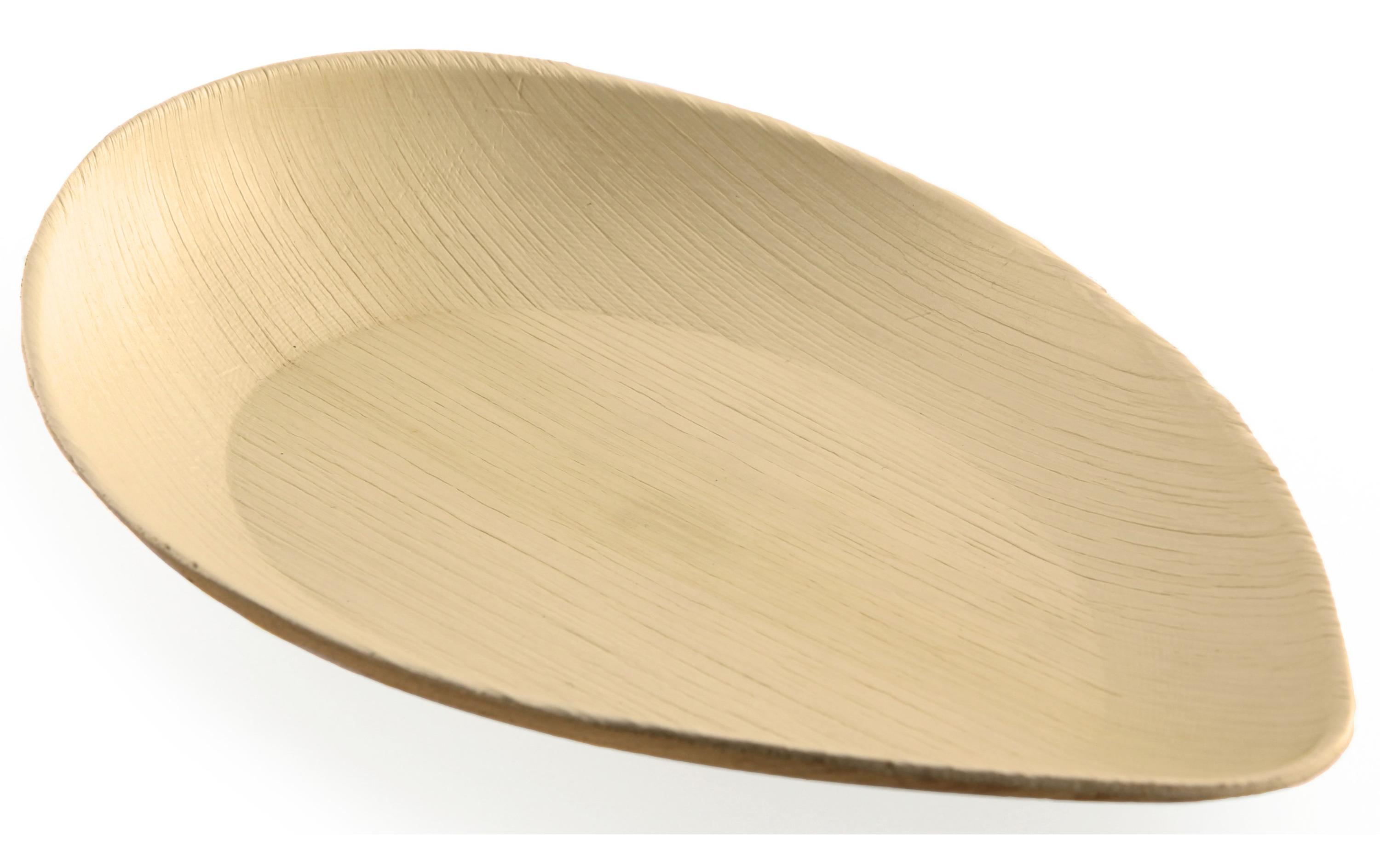 Einwegteller Palm 16.5 cm x 26 cm, 20 Stück, HellbraunOvale Einweg-Teller