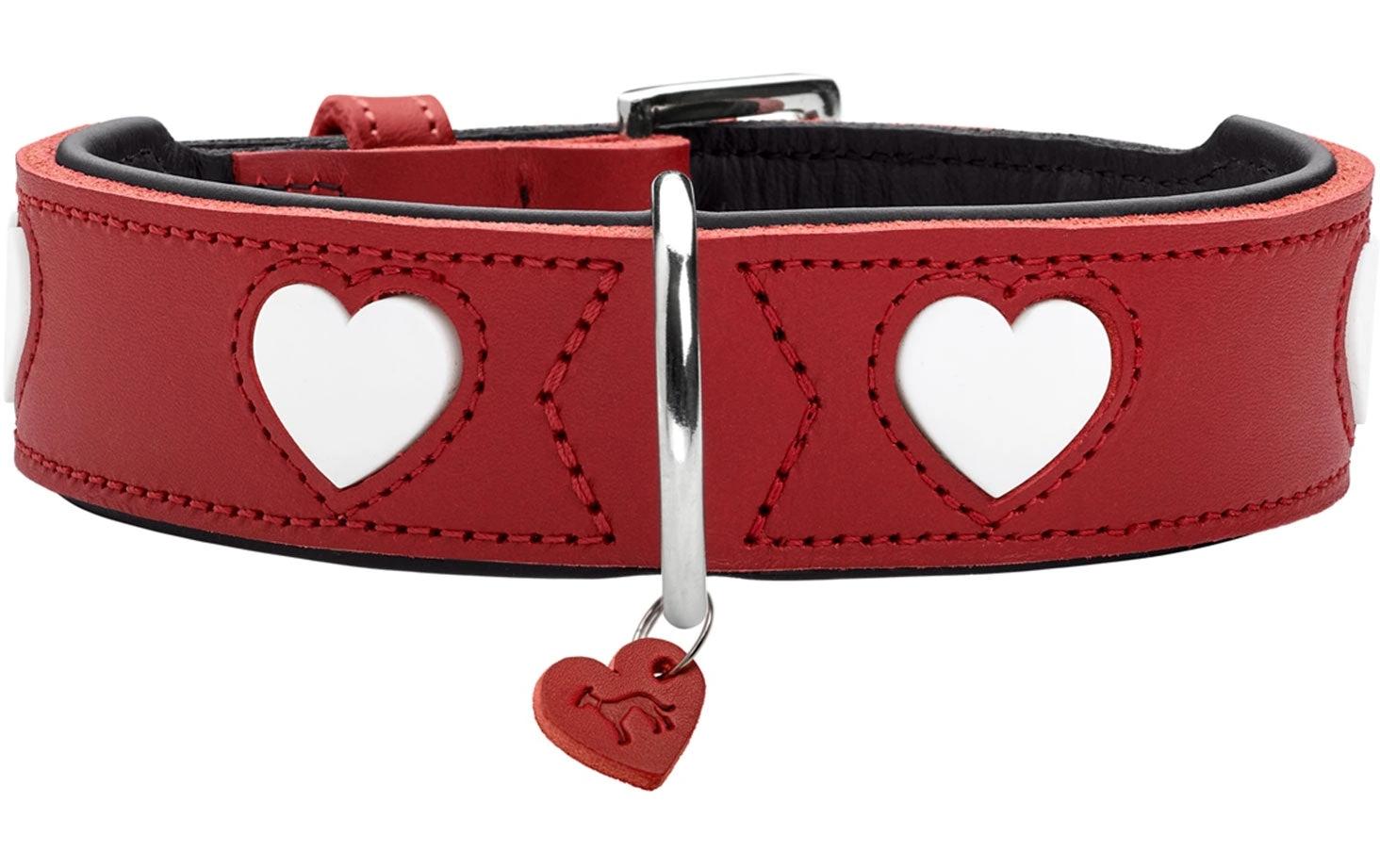 Halsband Love L-XL (70), Rot/SchwarzHundehalsband mit Herz