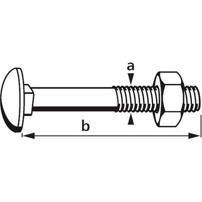 Boulon de carrosserie avec écrou - Tête bombée