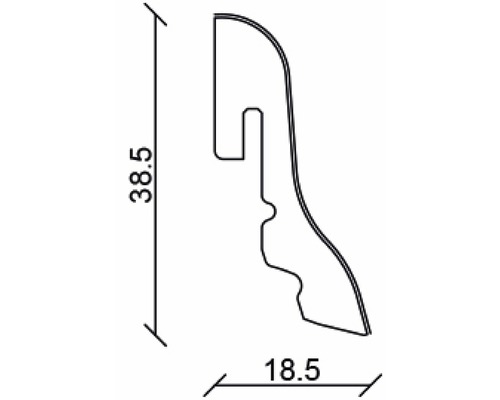 SKANDOR plint kurk fijn gelakt SU18L 18,5 x 38,5 x 2400 mm