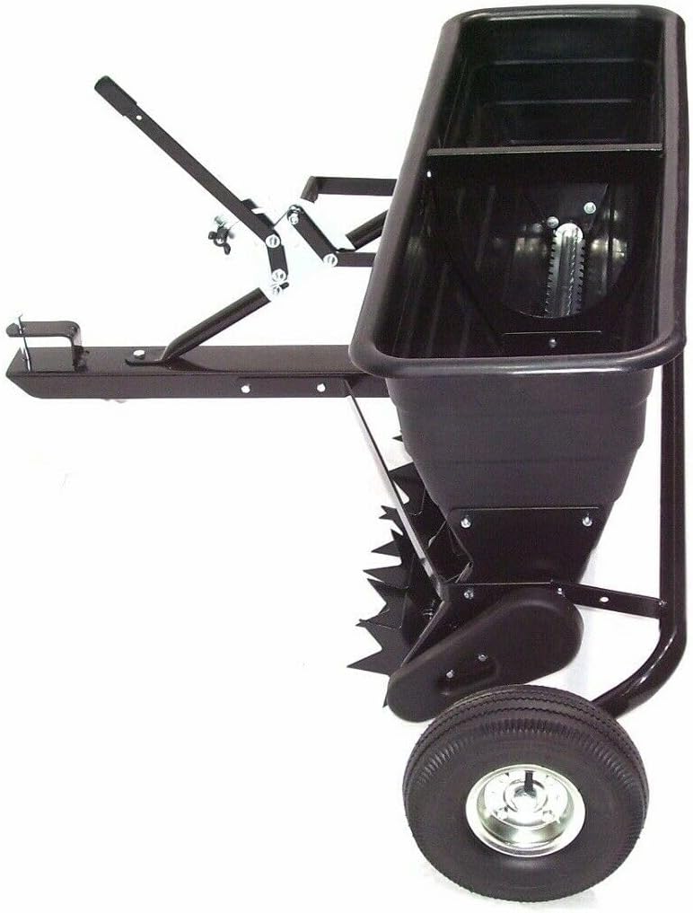 Generisch Anhänger Rasenlüfter Rasenbelüfter 102cm Vertikutierer mit Streuwagen 55552 AWZ