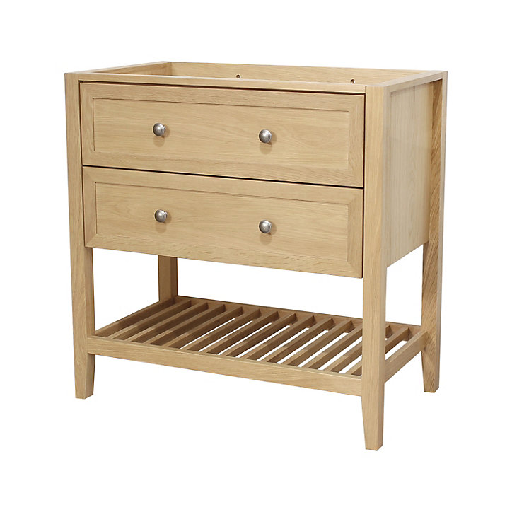 Meuble sous vasque à poser 2 tiroirs GoodHome Perma chêne 80 cm + Plan vasque blanc GoodHome Nira
