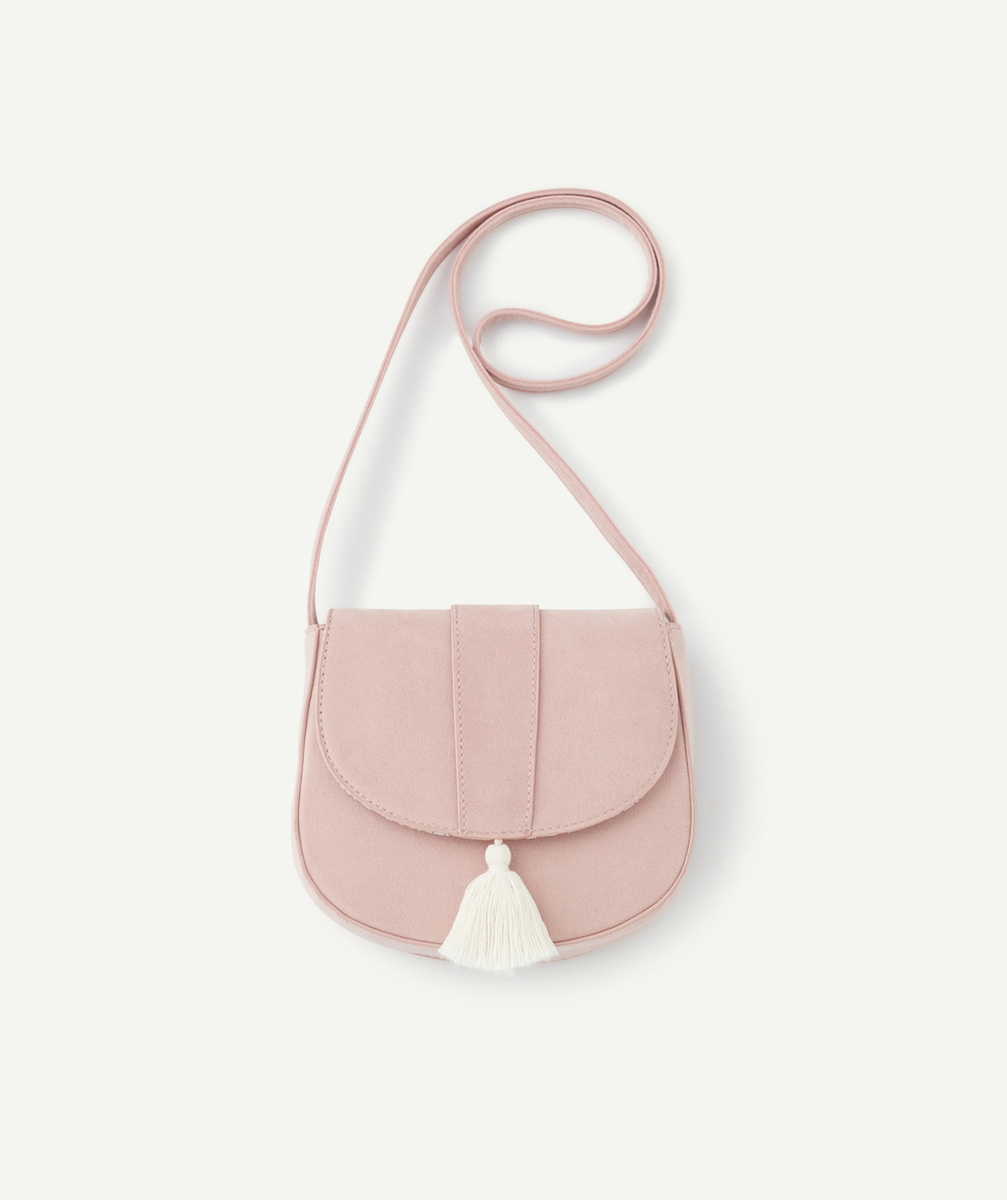 SAC À BANDOULIÈRE FILLE ROSE AVEC POMPON ET INTÉRIEUR IMPRIMÉ FLEURI