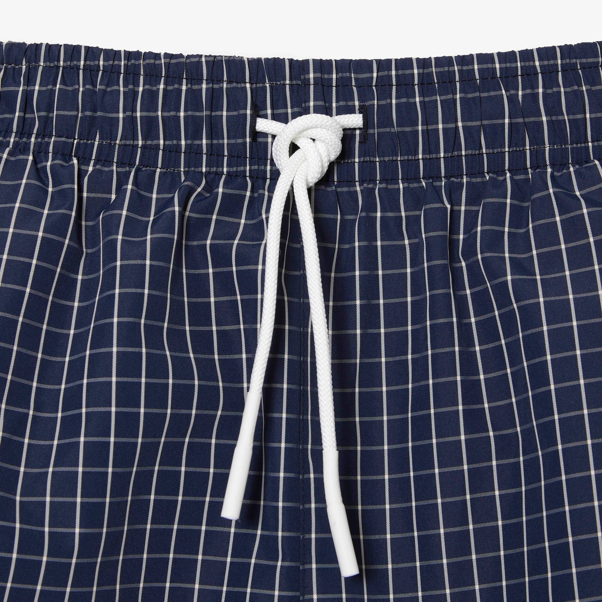 Short de bain homme Lacoste à carreaux en polyester recyclé Maillots de bain - Bleu - Lacoste - Homme