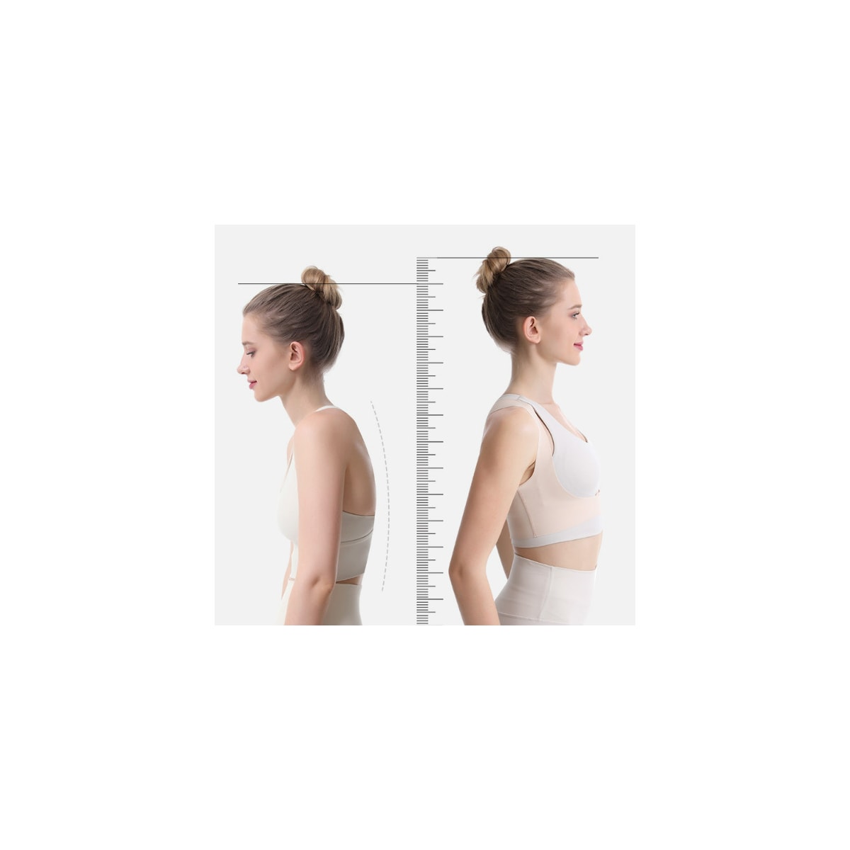 Posture Corrector for ryggstøtte - Lett og pustende Beige L
