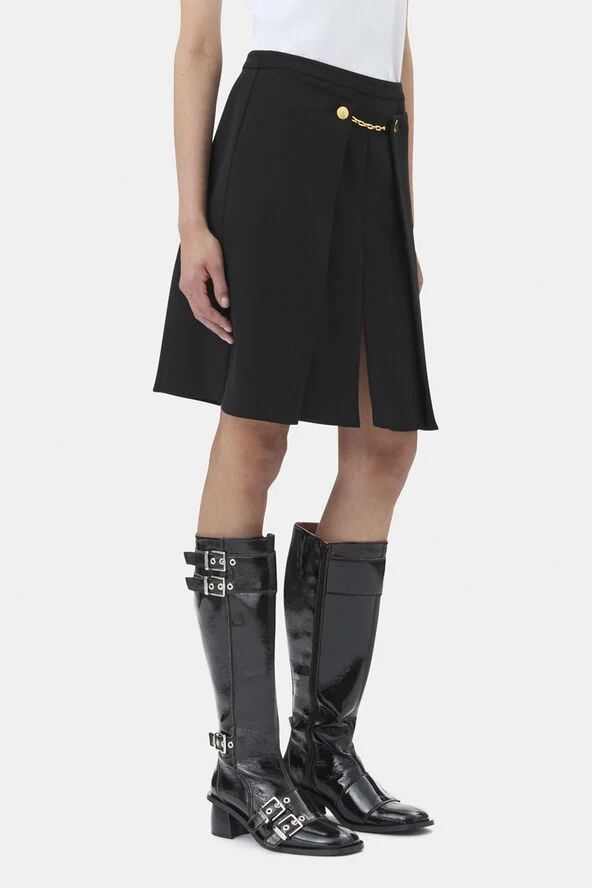 Ganni Light Twill Suiting Skirt Black