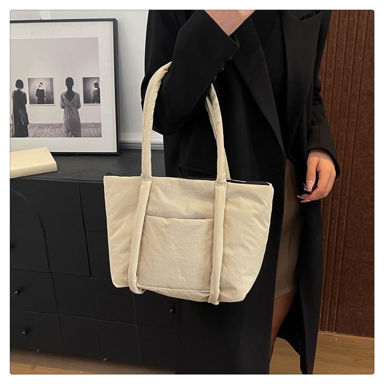 Kleevelind - Gevoerde Tote Bag met Effen Paneel